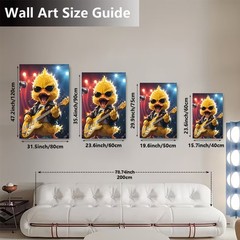 Rock Star Duck Canvas Wall Art Funny Guitar Duck Music Room Decor Print 8*12in