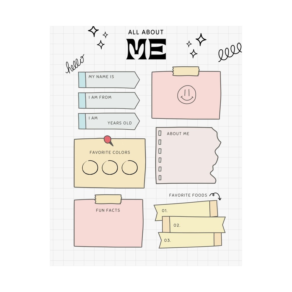 All About Me Poster Matte Vertical Poster | Kids Activity Fill-In