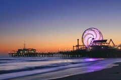 Ferris Wheel Sunset Santa Monica Pier Amusement Park Los Angeles California Phot