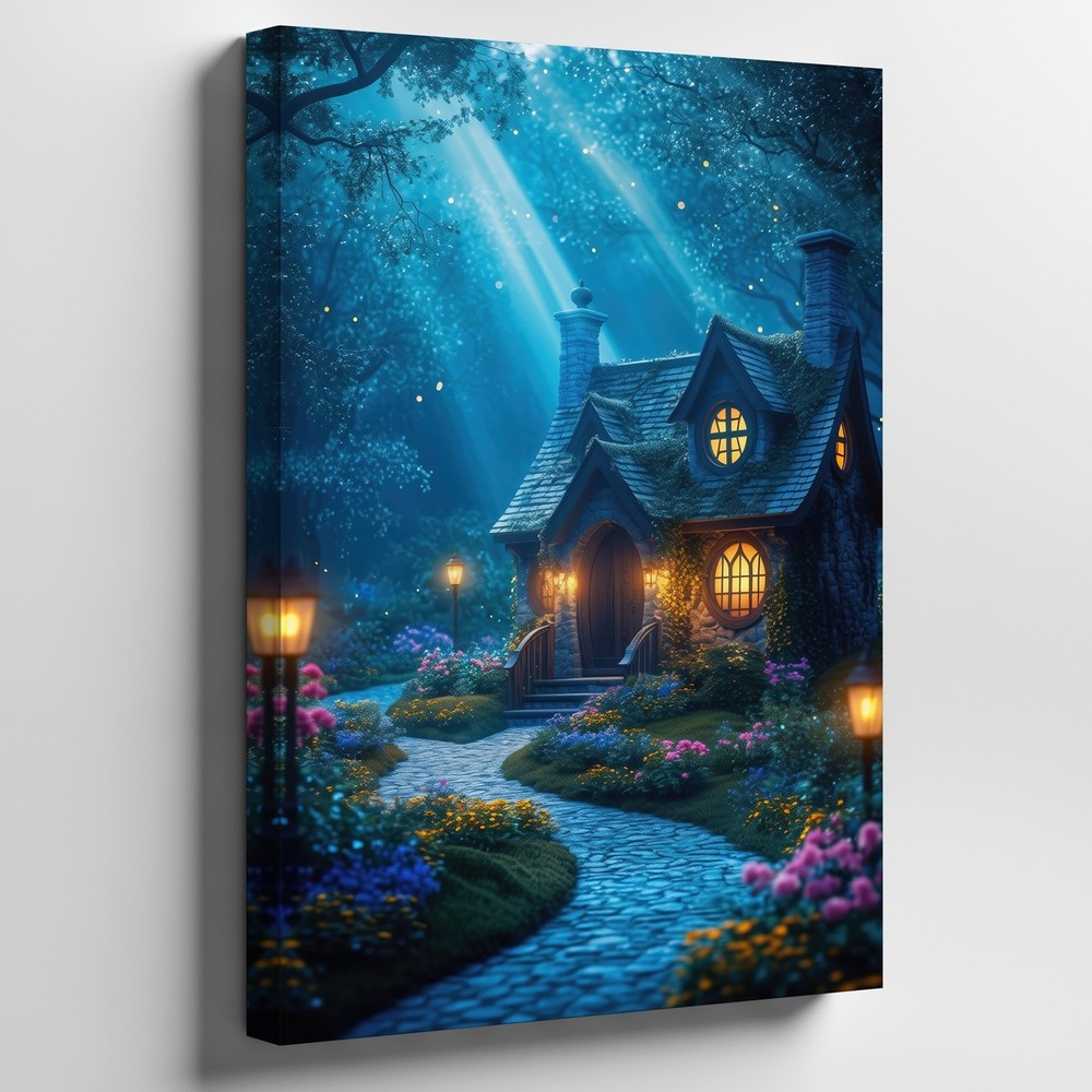 Whimsical Fairy Tale Cottage Nestled In A Lush, Enchanted Wall Art Canvas Print