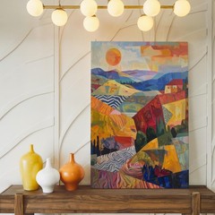 Vibrant Abstract Landscape Canvaswarm Earth Tones & Geometric Shapes Wall Art