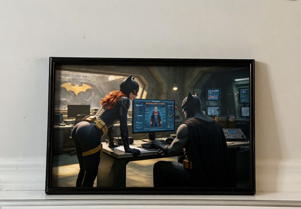 Batman Batgirl Batcave Art Poster