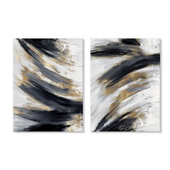 2 pieces Black and Gold Abstract Wall Art 2 Pack Black and White Canvas Wall …