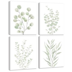 Botanical Framed Boho Wall Art Bathroom Plants Wall Decor Green Sage Eucalypt…
