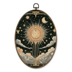 LKETW Boho Celestial Sun Moon Oval Wall Art Decor, Whimsical Witchy Astronomy…