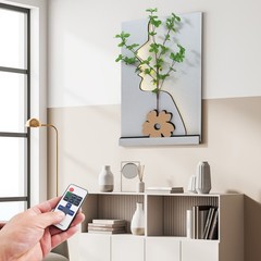 Wall-Mounted Sandstone Decor Wall Art Painting Wall Art Decor w/ Simulated Plant