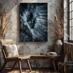 Close-up View Of A Rugged Cave Wall, Showcasing Intricate Textures And Wall Art