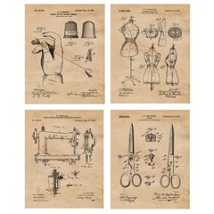 Classic Sewing Patent Prints, 4 (8×10) Art Decor Home Work Craft Hobby Office