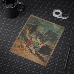 Vintage DRAGON SLAYER Wall Art, Warrior Mom Fantasy Decor, Sword Reptile Poster
