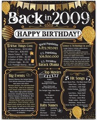 17th Birthday Decorations 2009 Back in 2009 Poster 11×14 Unframed Party Gift