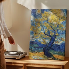 Yellow Tree Moonlight Landscape Canvas Wall Art Vintage Style Home Decor Print