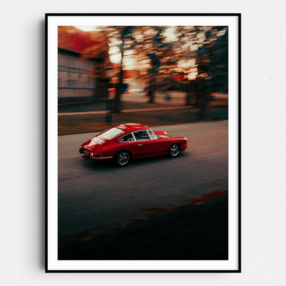 Old Red Porsche 911 Vintage Sports Cars Wall Art Poster Print