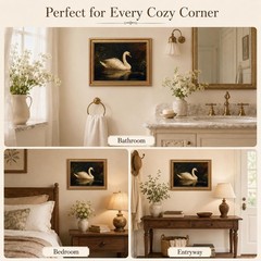 Gold Framed Vintage Swan Wall Art Moody Swan Oil Painting Picture Wall Decor …