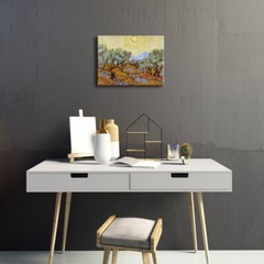 Olive Trees with Yellow Sky and Sun Canvas Print of Vincent Van Gogh Wall Art