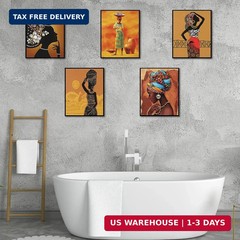 Tenare 9 Pcs African American Wall Art Black Women Canvas Wall Decor African Ame
