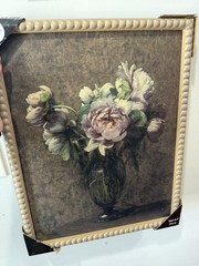 Framed Floral Canvas Print Multicolor Vertical Decorative Wall Art