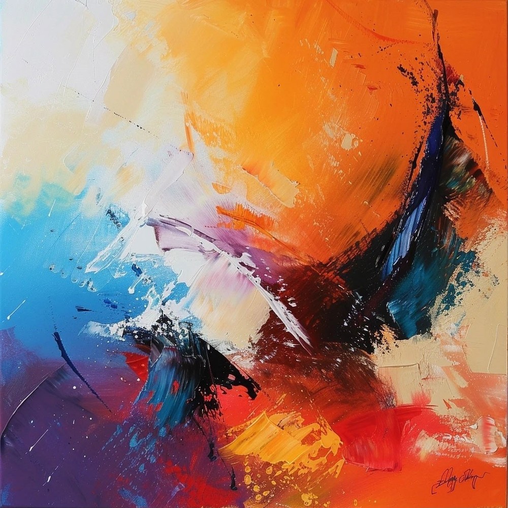 Blue Abstract Hand Painted Oil Painting Canvas Artistic Picture for Home Decor