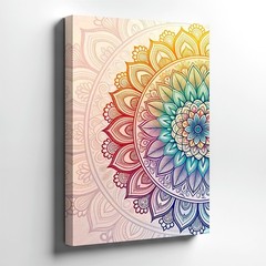 Wall Art Colorful Mandala Floral Pattern Canvas Print Boho Meditation Decor