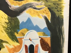 original c. 1950s SOUTH AFRICA Cape Town Winery 25×40 Travel Poster – Leon Dixon