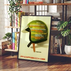 Porsche 1964 Racing Helmet Poster Wall Art Vintage Motorsport Canvas Car Decor