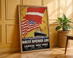 Baltic-America Line Liepaja-New York Retro Travel Poster