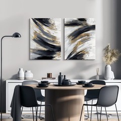 2 pieces Black and Gold Abstract Wall Art 2 Pack Black and White Canvas Wall …