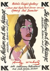 ANDY WARHOL Mick Jagger 28.5″ x 20″ Poster 1974 Pop Art Black & White, Pink, Mul