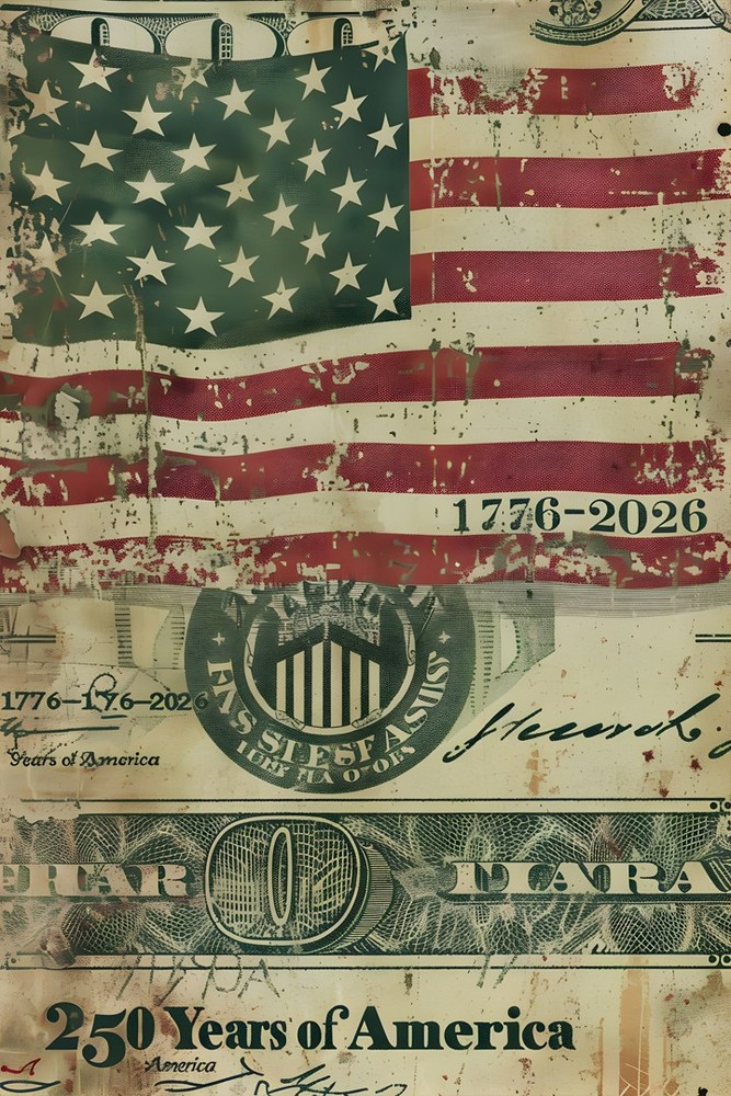 250 Years of America 1776-2026 – American Currency Dollar Decor – POSTER 20″x30″