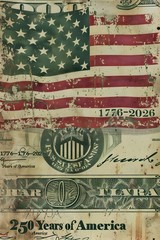 250 Years of America 1776-2026 – American Currency Dollar Decor – POSTER 20″x30″