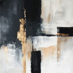 Hand Painted Oil Painting black Gray Picture Home Decor Abstract Canvas Wall Art