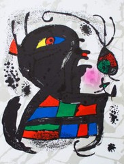 JOAN MIRO Litografia original V 13″ x 9.75″ Lithograph 1975 Surrealism Multicolo