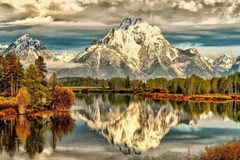 Oxbow Bend Clouds Grand Teton National Park Photo Art Print Poster 18×12