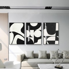 QKF Black Framed Abstract Wall Art 16″ X 24″ X 3 pieces, white black