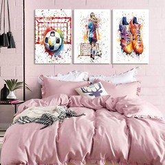 3Pcs Girl Graffiti Soccer Canvas Wall Art Colorful Sneakers Posters Prints Wa…