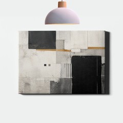 Black White Blocks Canvas Print Geometric Abstract Modern Pattern