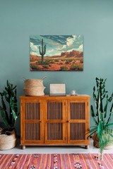 Southwest Arizona Desert Canvas Art, Cactus Landscape Wall Decor