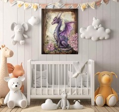 16×20 Purple Dragon Canvas Print Wall Art