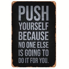 Motivational Metal Wall Art Sign – Tin Metal Signs 8″x12″ Gym Poster, Decorative
