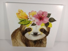 Sloth Tropical Halo Marmont Hill Acrylic Framed Print 12″ x 12″ Stupell Pretty