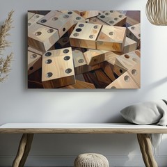 Cozy Ivory Domino Scatter Tabletop Gaming Some Games Quiet Close Canvas Wall Art