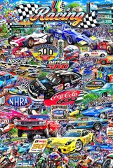 Poster Studio B – Racing Michael Fishel Sport Cars Race Collage 24×36″ NEW P7034