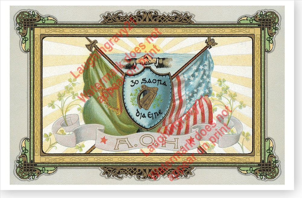 Retro Bar Pub Den Decor Poster AOH Irish Pride Ancient Order Of Hibernians