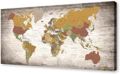 Framed World Map Canvas Art – Modern Home Office Decor 48×24 Inches