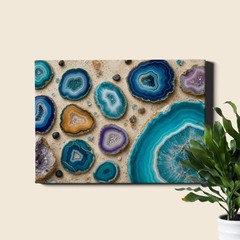 Agate Stones Canvas Art Vibrant Polished Circular Gemstone Abstract