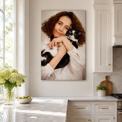 Personalized Pet Photo Canvas Print Custom Cat Portrait Wall Art Dog Lover Gift