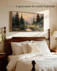 Rustic Landscape Wall Art – Large Framed Vintage Farmhouse Decor 20x40in