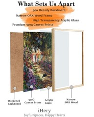 Natural OAK Wood Unique Framed Wall Art, 12x16in Claude Monet Garden Cat Funn…
