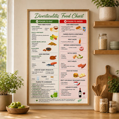 Diverticulitis Food Chart Nutrition Guide Poster Wall Decor | Multiple Sizes