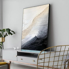 Large 3D Textured Black and White Coastal Wall Art, Ready to Hang 32″ x 48
