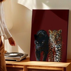 Wall Art Black Panther and Leopard Print Poster Big Cat Animal Canvas Decor